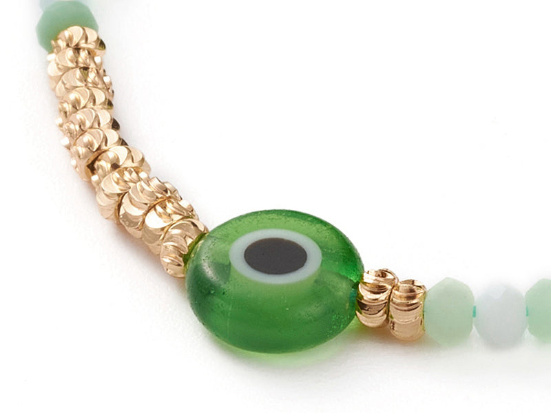 achat Bracelet perles œil vert - porte bonheur- - taille ajustable