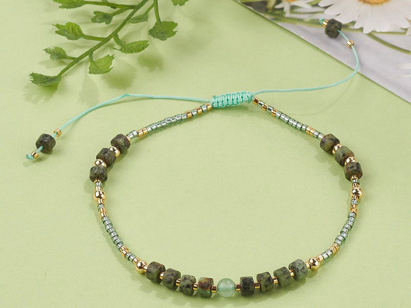 achat Bracelet fin - perles de jaspe et aventurine - taille ajustable