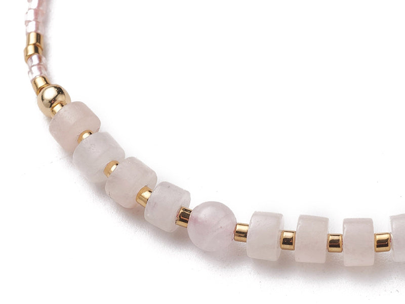 Achat Bracelet fin - perles d' aventurine  et quartz rose - taille ajustable