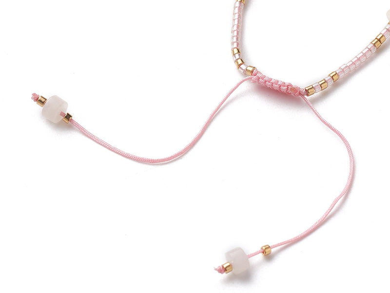 achat Bracelet fin - perles d' aventurine  et quartz rose - taille ajustable