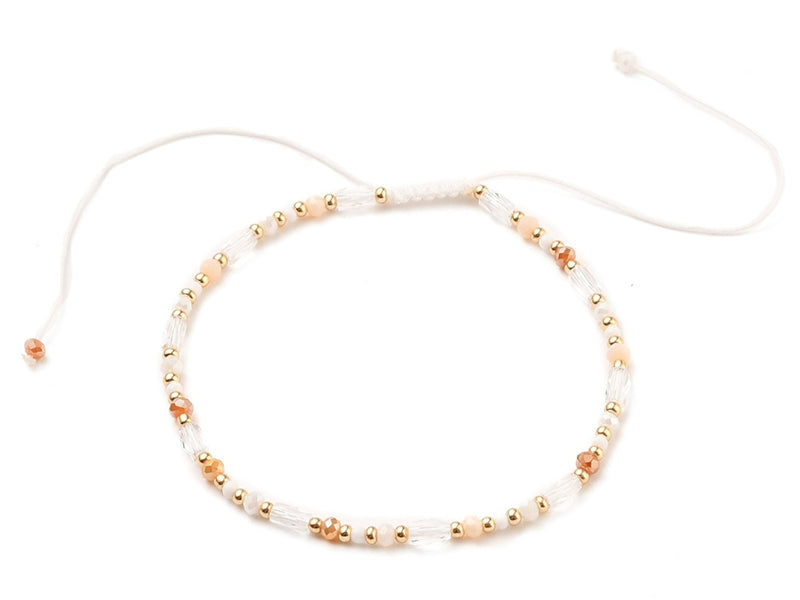 Achat Bracelet fin en perles de verre - rose - taille ajustable