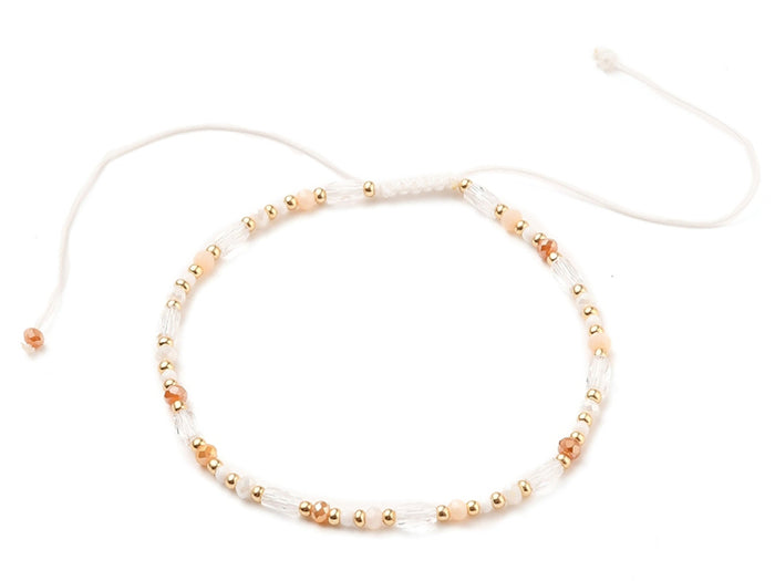 Achat Bracelet fin en perles de verre - rose - taille ajustable