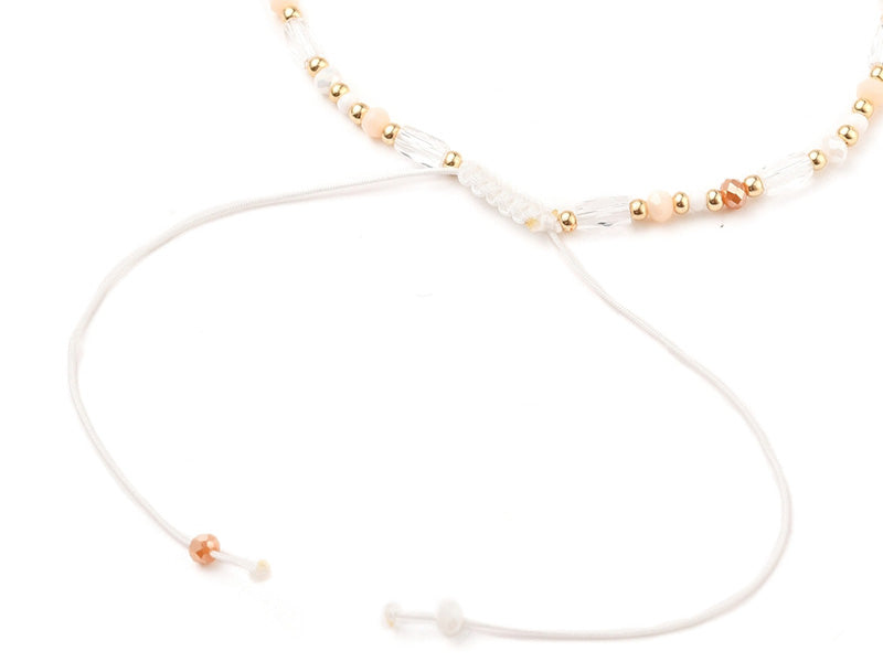 achat Bracelet fin en perles de verre - rose - taille ajustable