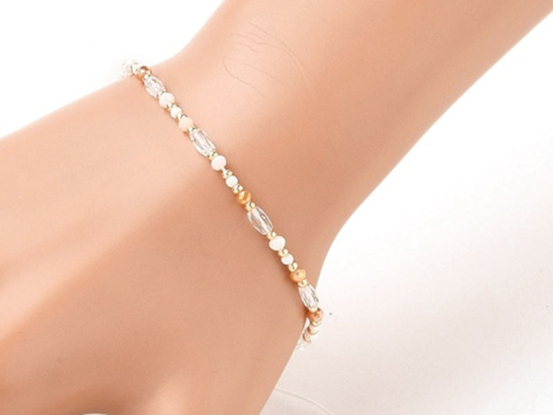 achat Bracelet fin en perles de verre - rose - taille ajustable