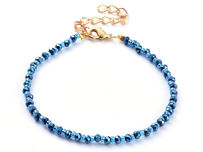 Achat Bracelet à perles de verre - bleu irisé