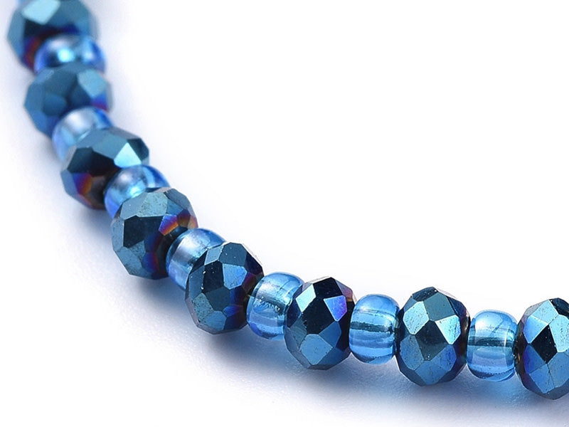 Achat Bracelet à perles de verre - bleu irisé