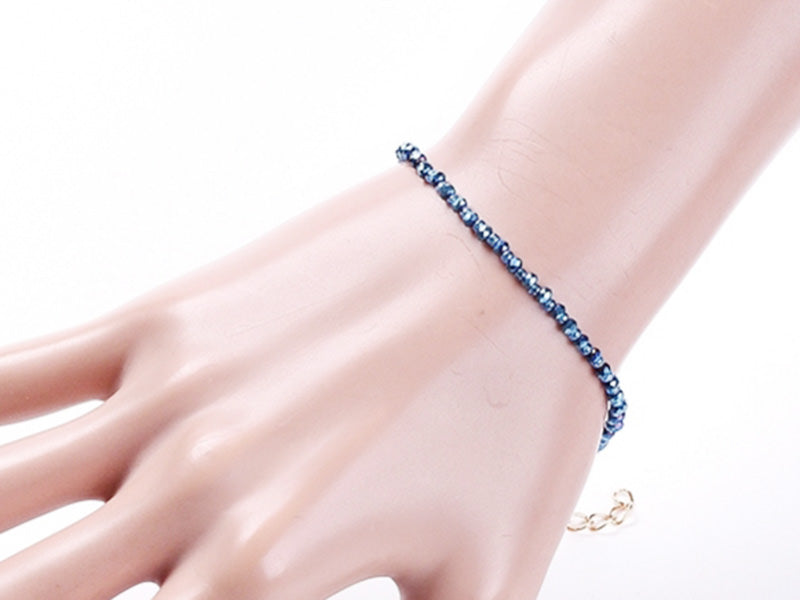 achat Bracelet à perles de verre - bleu irisé