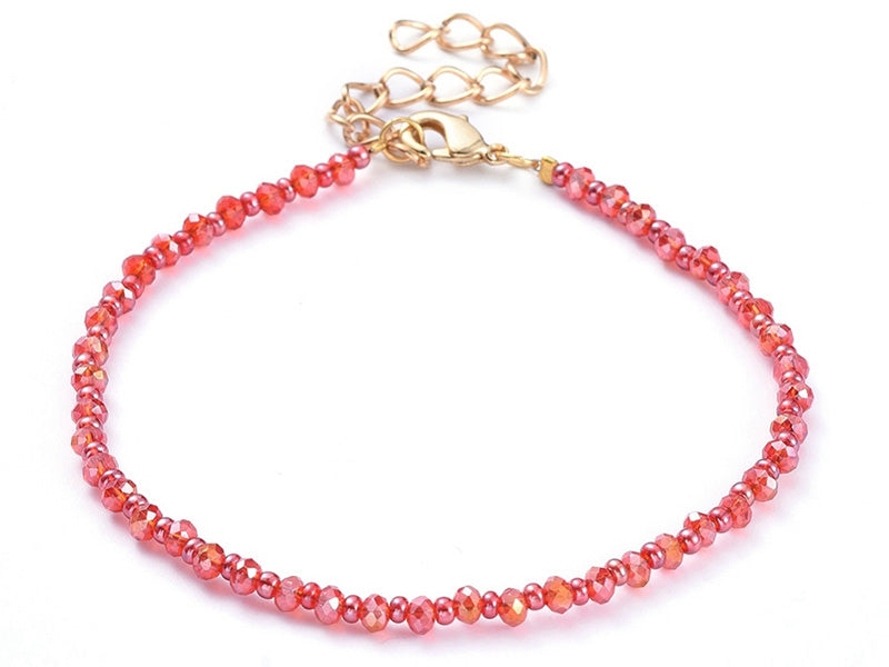 Achat Bracelet à perles de verre - rouge irisé