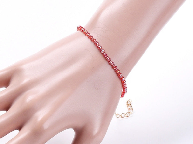 achat Bracelet à perles de verre - rouge irisé