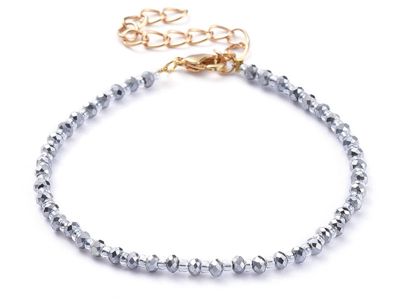 Achat Bracelet à perles de verre - bleu irisé