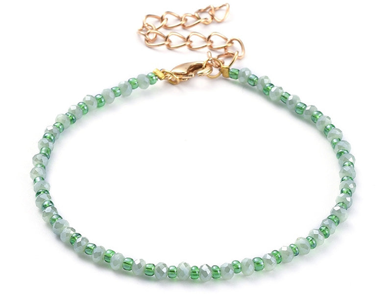 Achat Bracelet à perles de verre - vert irisé