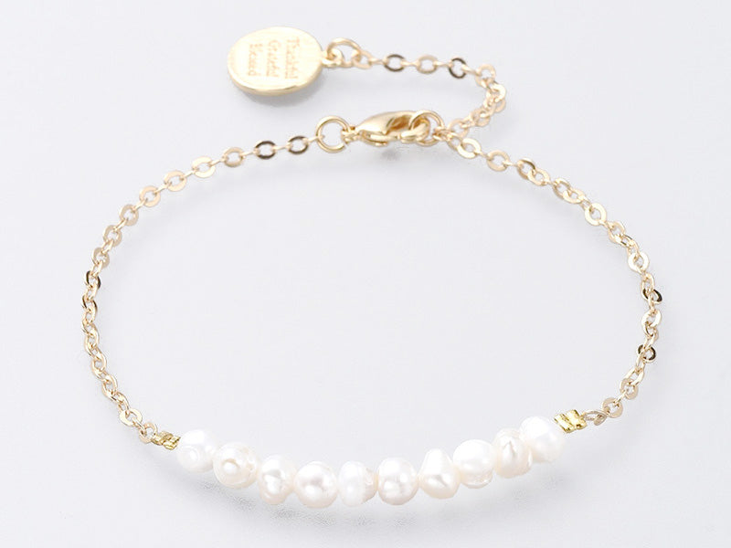 Achat Bracelet avec véritables perles de culture et chaine doré à l'or fin 18K