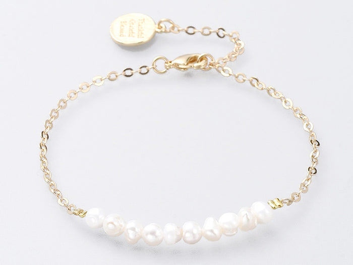 Achat Bracelet avec véritables perles de culture et chaine doré à l'or fin 18K