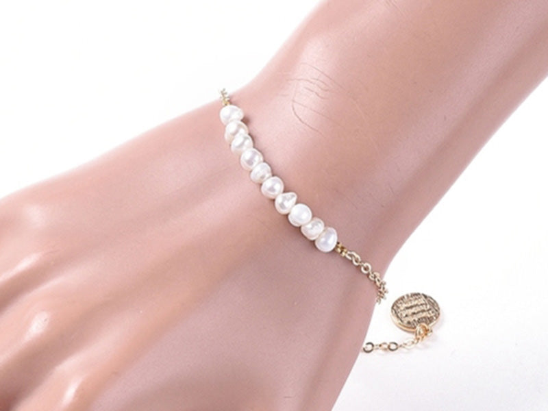 achat Bracelet avec véritables perles de culture et chaine doré à l'or fin 18K