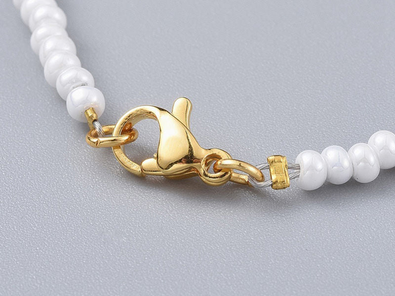 achat Bracelet blanc à perles millefiori en verre
