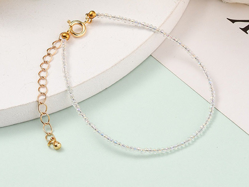 Achat Bracelet en perles facétées - blanc irisé