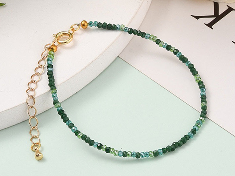 achat Bracelet en perles facétées - vert foncé