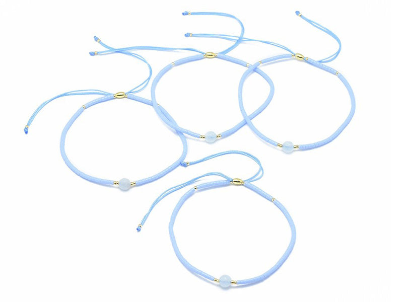 Achat Bracelet en perle miyuki et agate bleue naturelle - ajustable