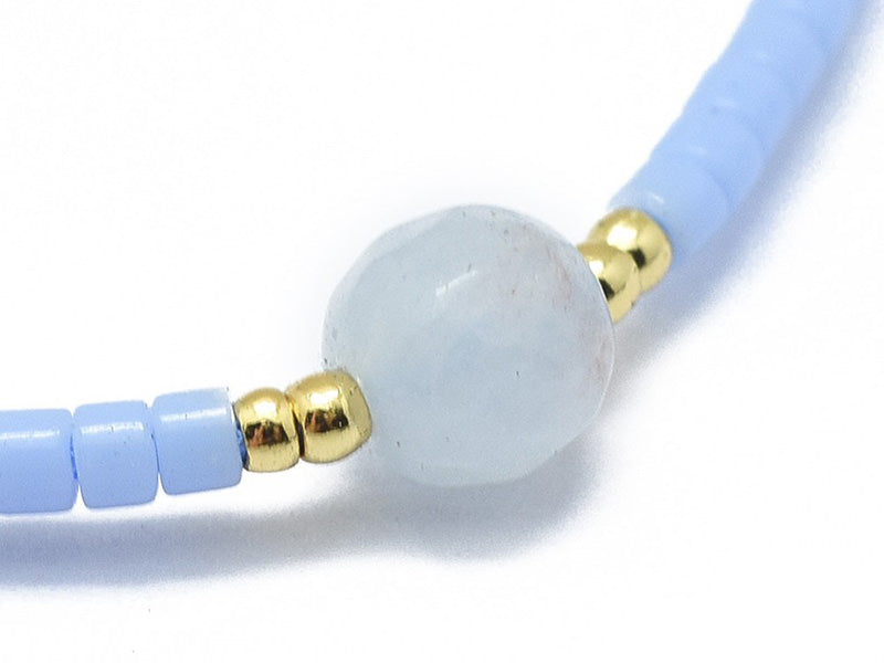 achat Bracelet en perle miyuki et agate bleue naturelle - ajustable