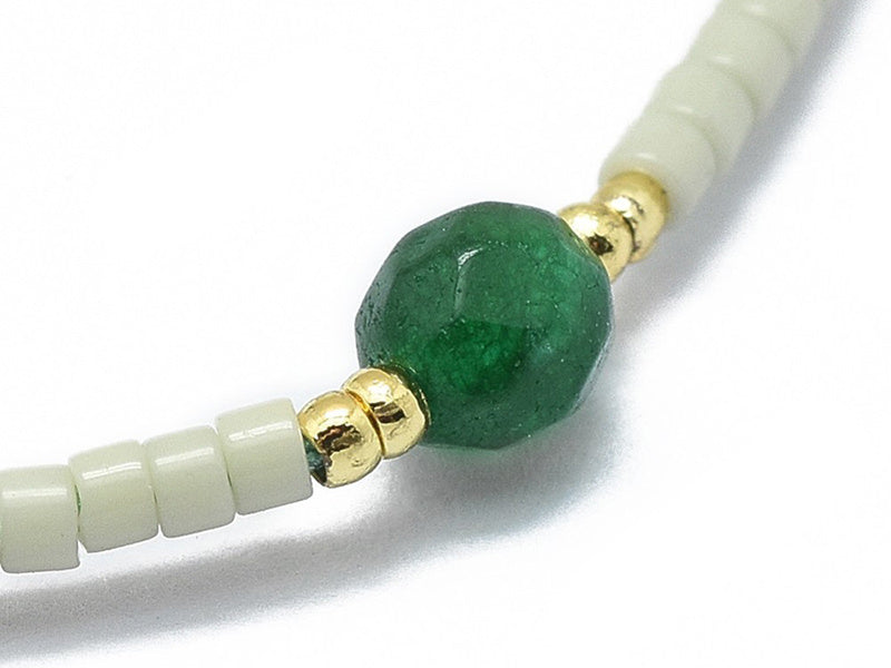 Achat Bracelet en perle miyuki et agate verte naturelle - ajustable