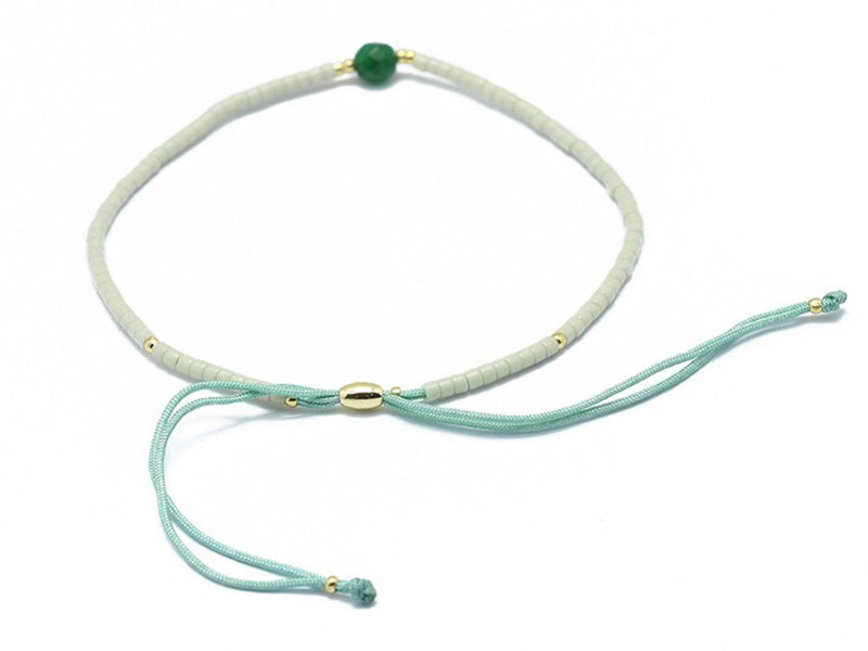 achat Bracelet en perle miyuki et agate verte naturelle - ajustable