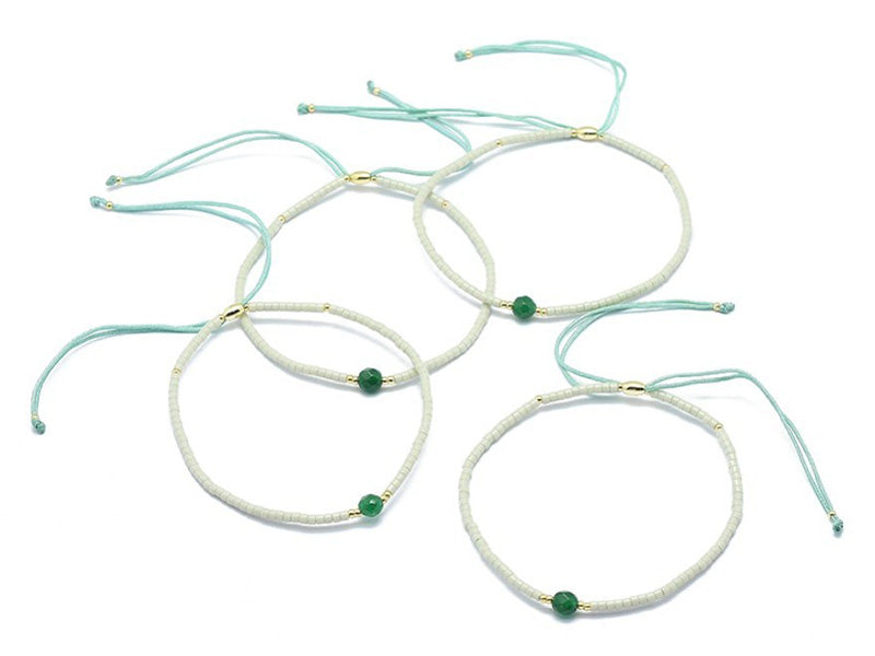 achat Bracelet en perle miyuki et agate verte naturelle - ajustable