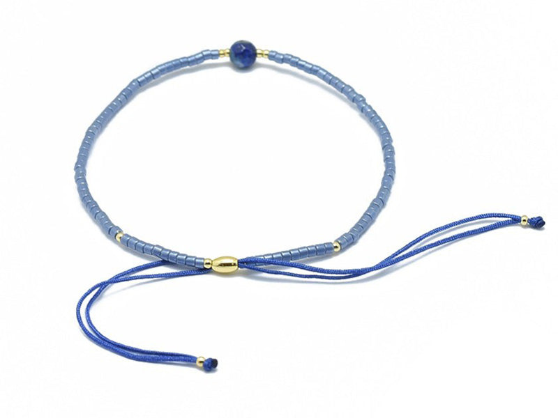 Achat Bracelet en perles miyuki et lapis lazuli naturel - ajustable