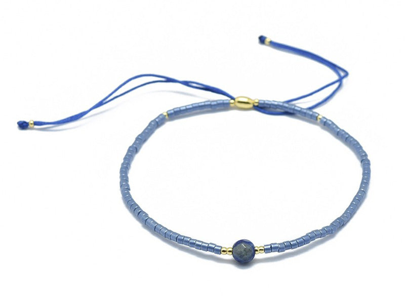 Achat Bracelet en perles miyuki et lapis lazuli naturel - ajustable