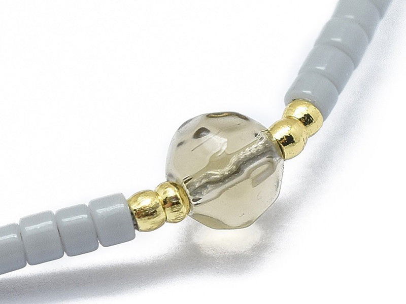 Achat Bracelet en perles miyuki et quartz naturel - gris - ajustable