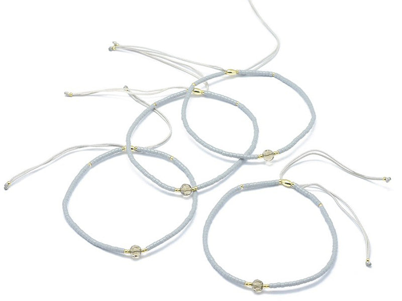 achat Bracelet en perles miyuki et quartz naturel - gris - ajustable