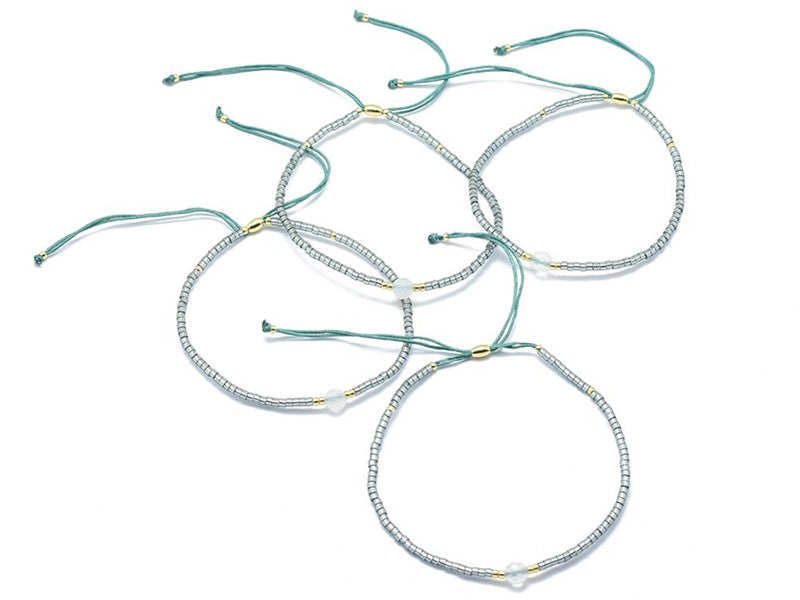 achat Bracelet en perles miyuki et quartz naturel - gris - ajustable
