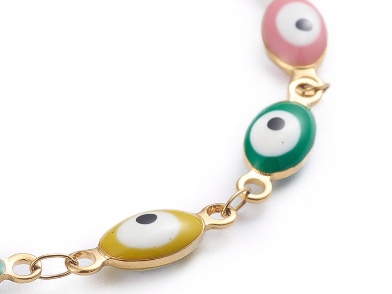 Achat Bracelet chainette avec yeux porte bonheur émaillés - acier 304