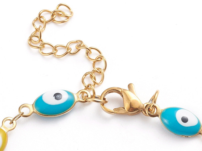 achat Bracelet chainette avec yeux porte bonheur émaillés - acier 304