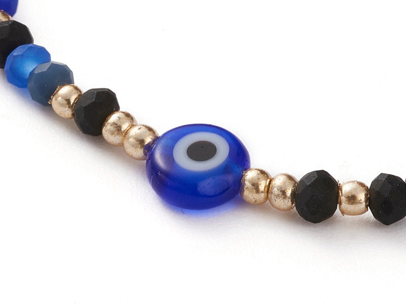 achat Bracelet perles œil bleu - porte bonheur - taille ajustable