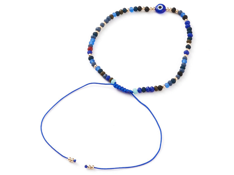 achat Bracelet perles œil bleu - porte bonheur - taille ajustable