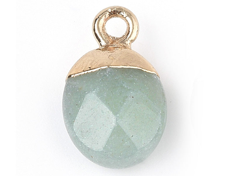 Achat Pendentif en pierre naturelle - Aventurine verte - ovale - 15 x 8 mm