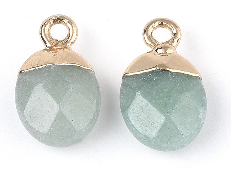 Achat Pendentif en pierre naturelle - Aventurine verte - ovale - 15 x 8 mm