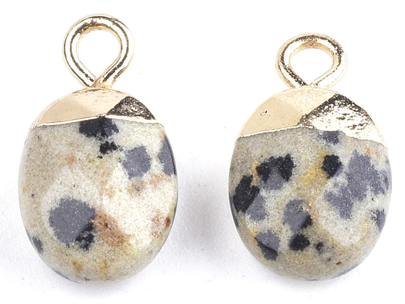 achat Pendentif en pierre naturelle - Jaspe dalmatien - ovale - 15 x 8 mm