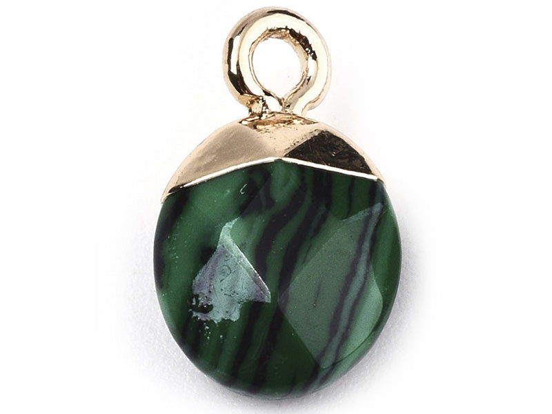 Achat Pendentif en pierre synthétique -  malachite - ovale - 15 x 8 mm