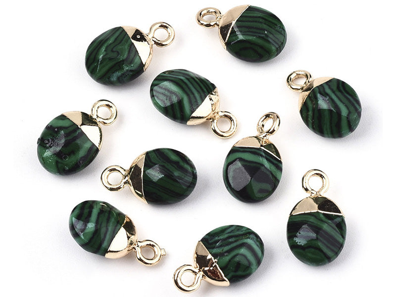 achat Pendentif en pierre synthétique -  malachite - ovale - 15 x 8 mm