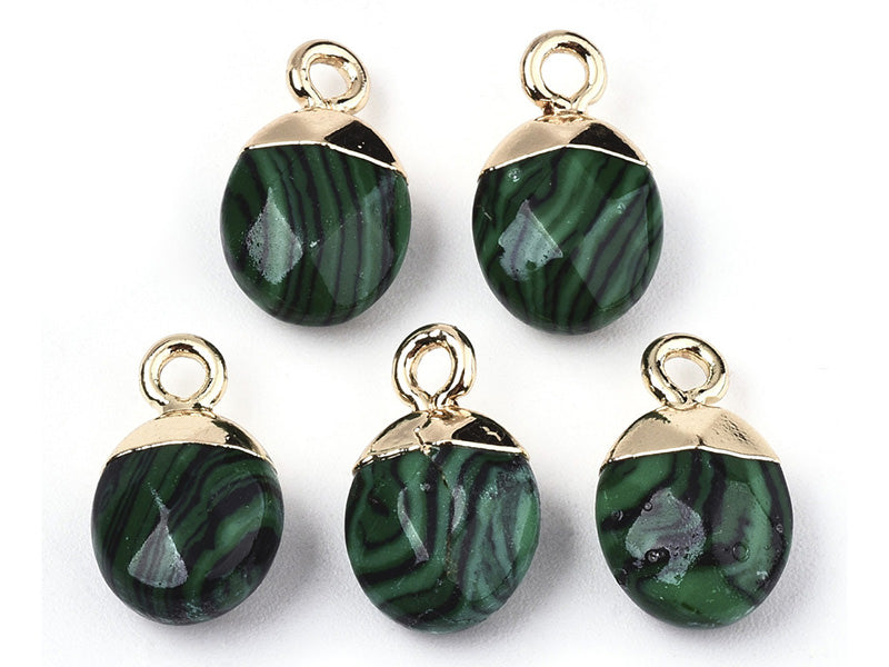 achat Pendentif en pierre synthétique -  malachite - ovale - 15 x 8 mm