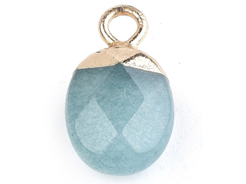 Achat Pendentif en pierre naturelle -  Jade Bleu - ovale - 15 x 8 mm