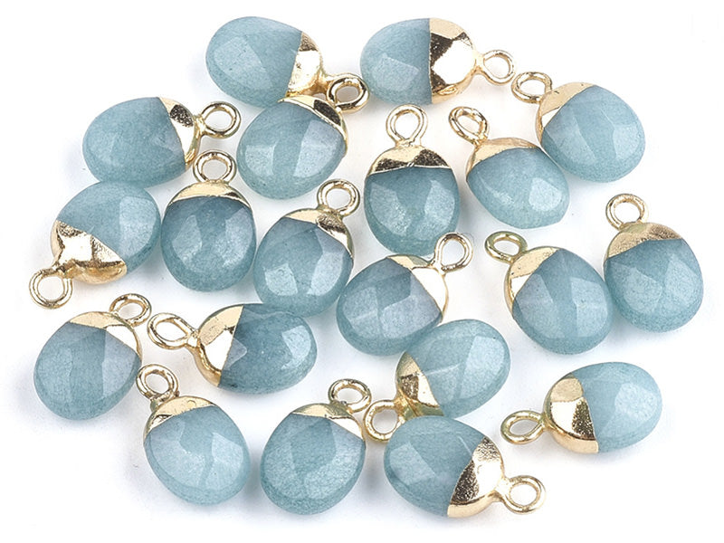 Achat Pendentif en pierre naturelle -  Jade Bleu - ovale - 15 x 8 mm