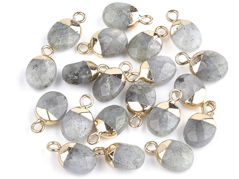 Achat Pendentif en pierre naturelle -  Labradorite - ovale - 15 x 8 mm