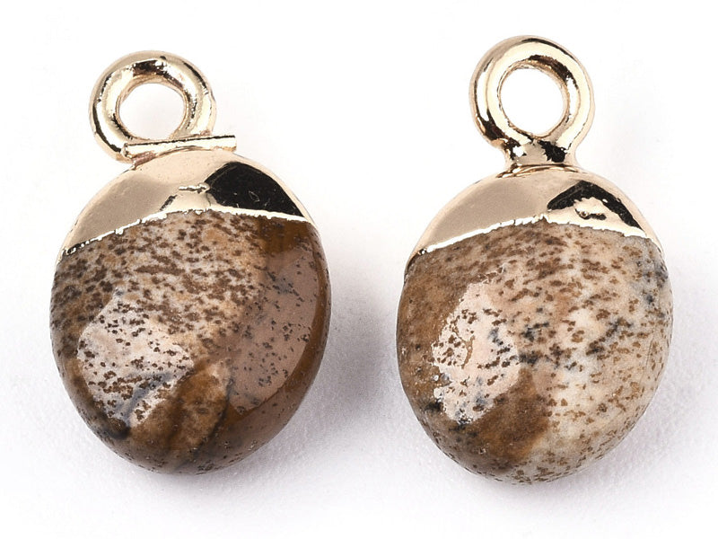 achat Pendentif en pierre naturelle - jaspe marron - ovale - 15 x 8 mm