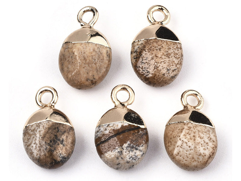 achat Pendentif en pierre naturelle - jaspe marron - ovale - 15 x 8 mm