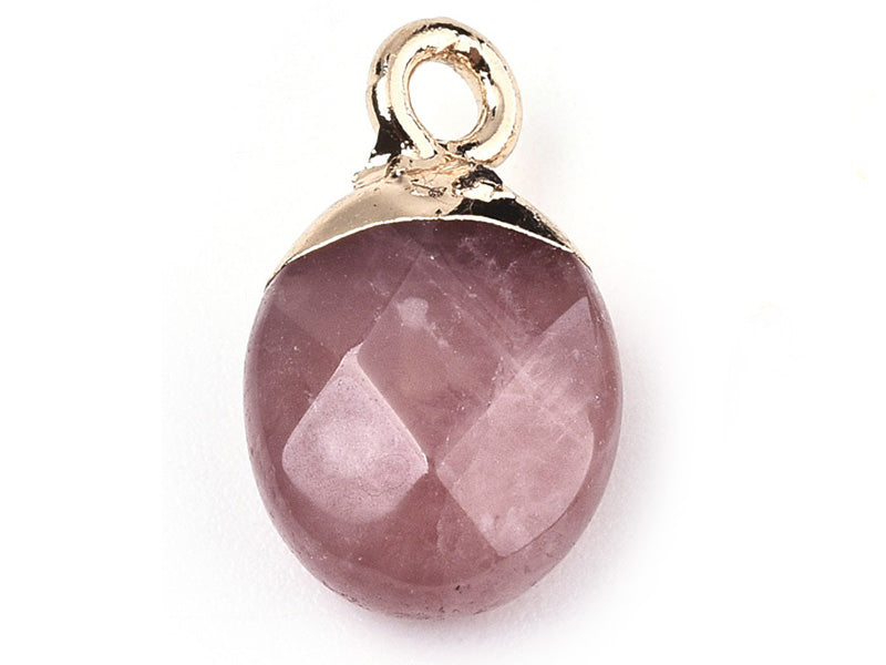 Achat Pendentif en pierre naturelle -  quartz cerise - ovale - 15 x 8 mm