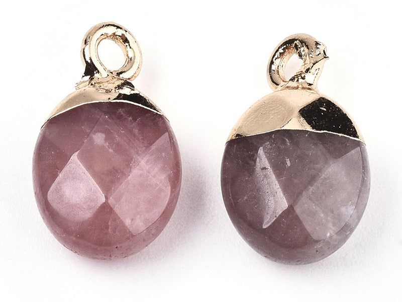 Achat Pendentif en pierre naturelle -  quartz cerise - ovale - 15 x 8 mm