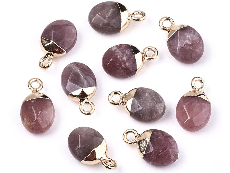 achat Pendentif en pierre naturelle -  quartz cerise - ovale - 15 x 8 mm