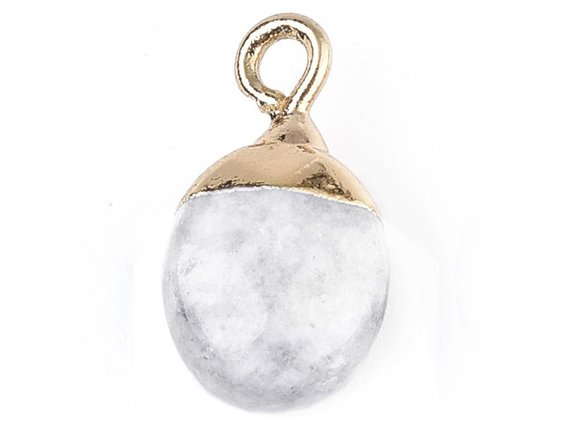 Achat Pendentif en pierre naturelle - Howlite ovale - 15 x 8 mm